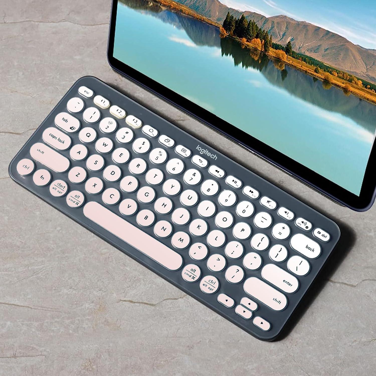 Keyboard Cover Ultra-Thin Silicone for Logitech K380, Keyboard Cover for Logitech K380 Wireless Keyboard, Waterproof Dustproof Keyboard Skin (Gradient Pink)