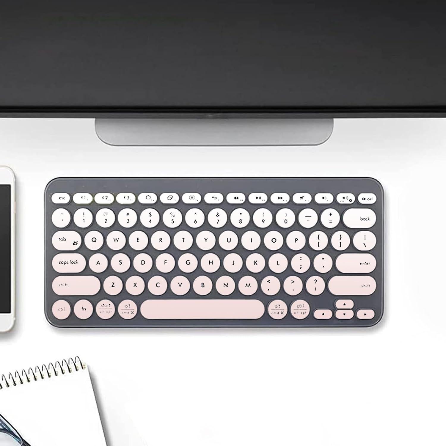 Keyboard Cover Ultra-Thin Silicone for Logitech K380, Keyboard Cover for Logitech K380 Wireless Keyboard, Waterproof Dustproof Keyboard Skin (Gradient Pink)