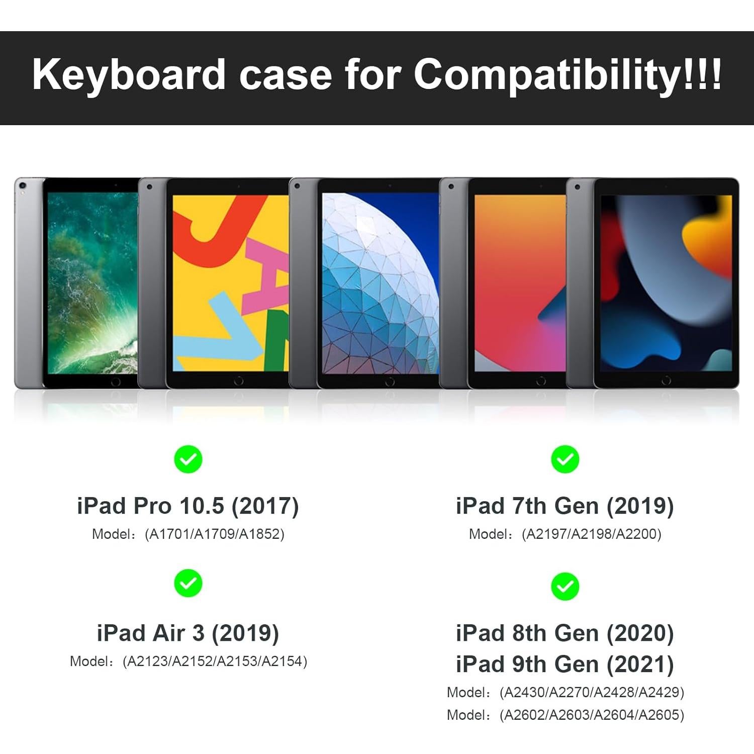 Keyboard Case for iPad 9th/8th/7th Generation 10.2-inch,iPad Air 3 Case with Keyboard/Pro 10.5-inch, 7 Color Backlit Removable BT Wireless Keyboard-Pencil Holder-Tablet Keybaord Case(Sky Blue)