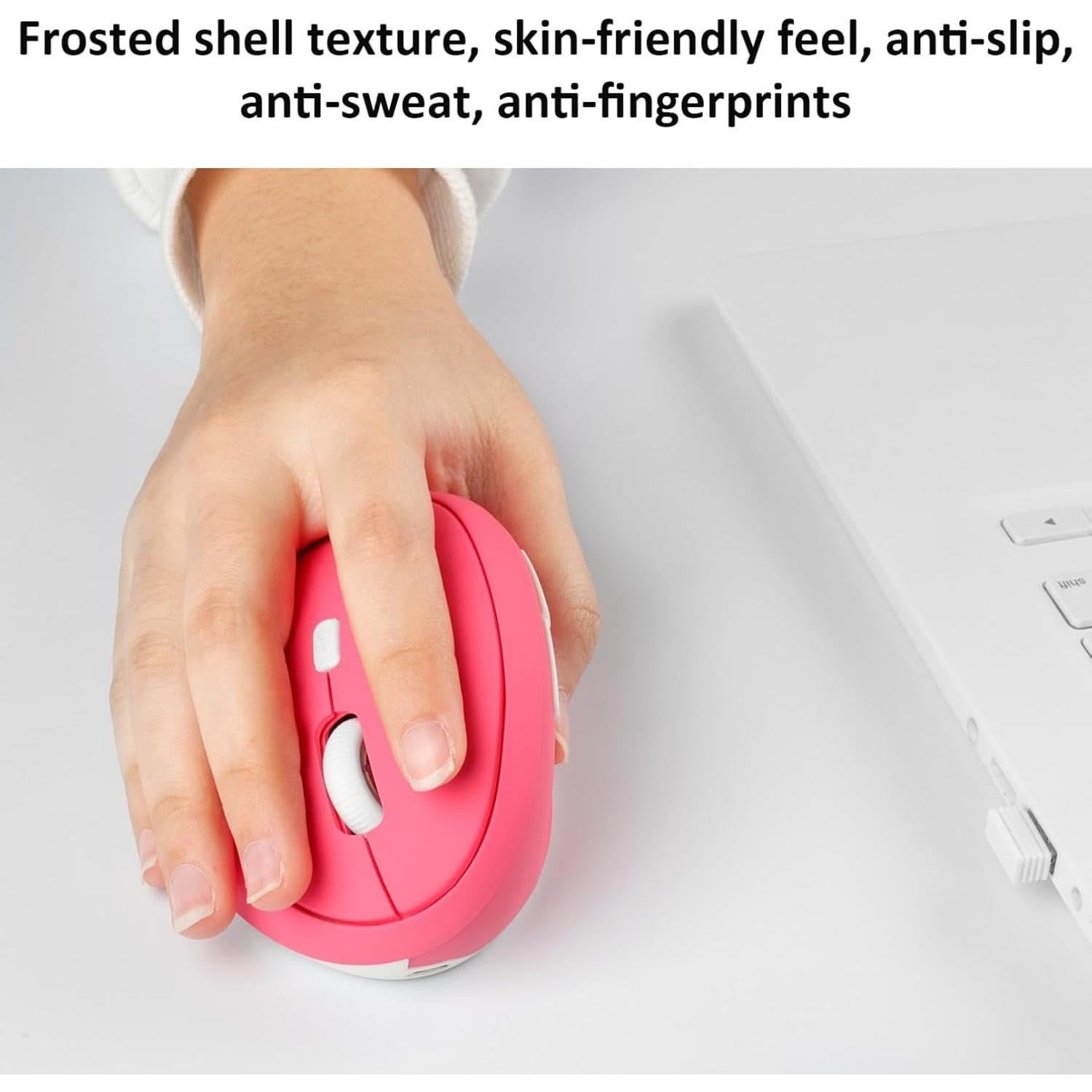 Ratón Vertical Inalámbrico Ergonómico Thanice Rosa 1600 DPI