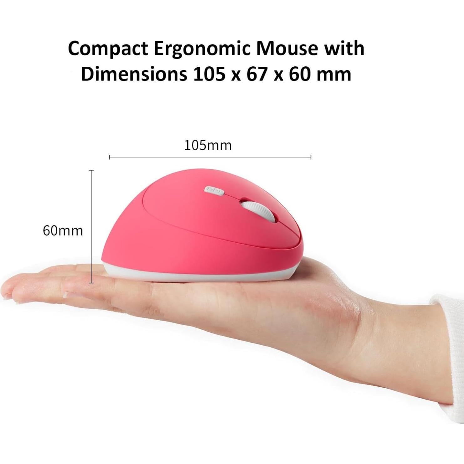 Ratón Vertical Inalámbrico Ergonómico Thanice Rosa 1600 DPI