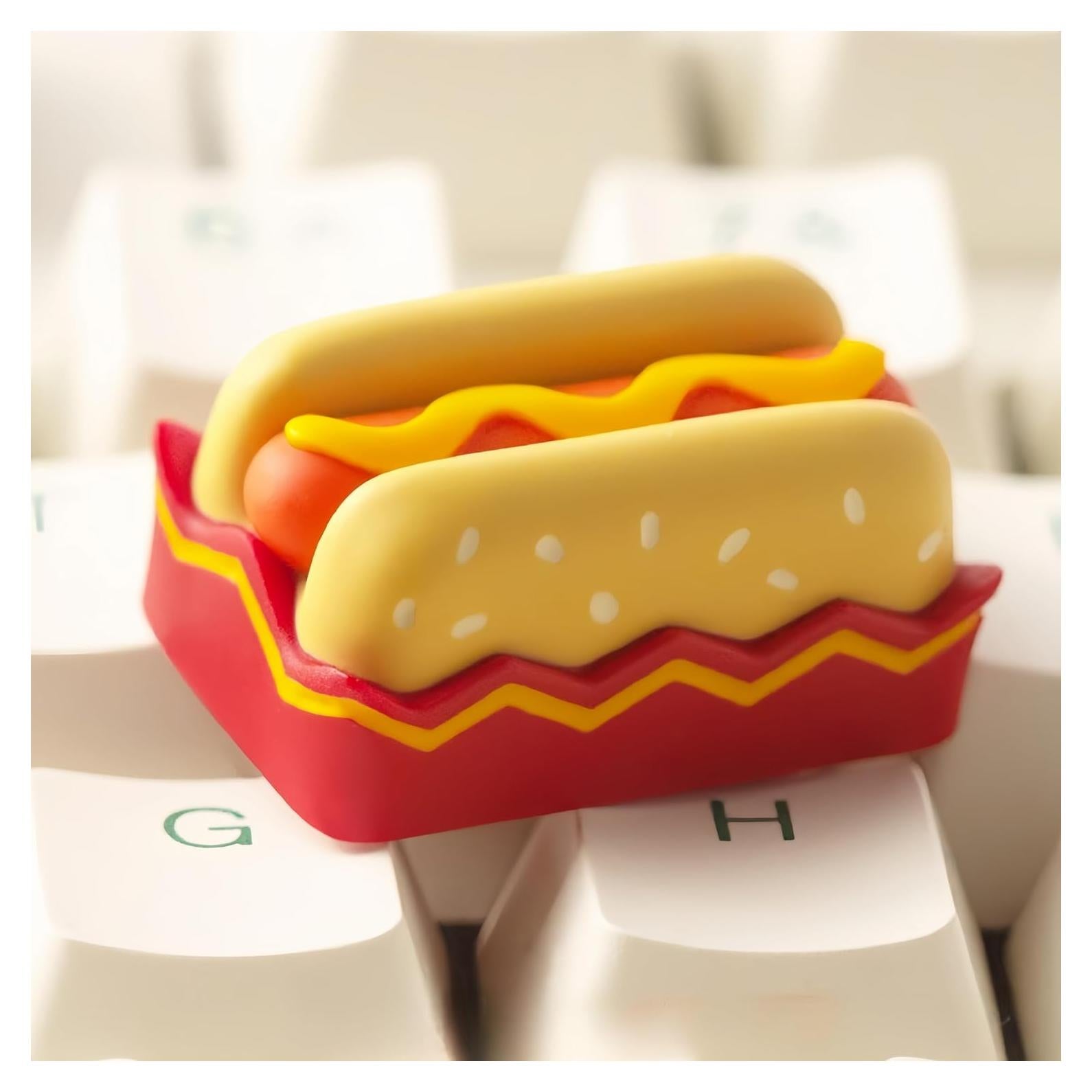 Artisan Keycaps Hot-Dog Shaped 1.5U keycaps Resin Handmade Single Replace Key for Mechanical Keyboard