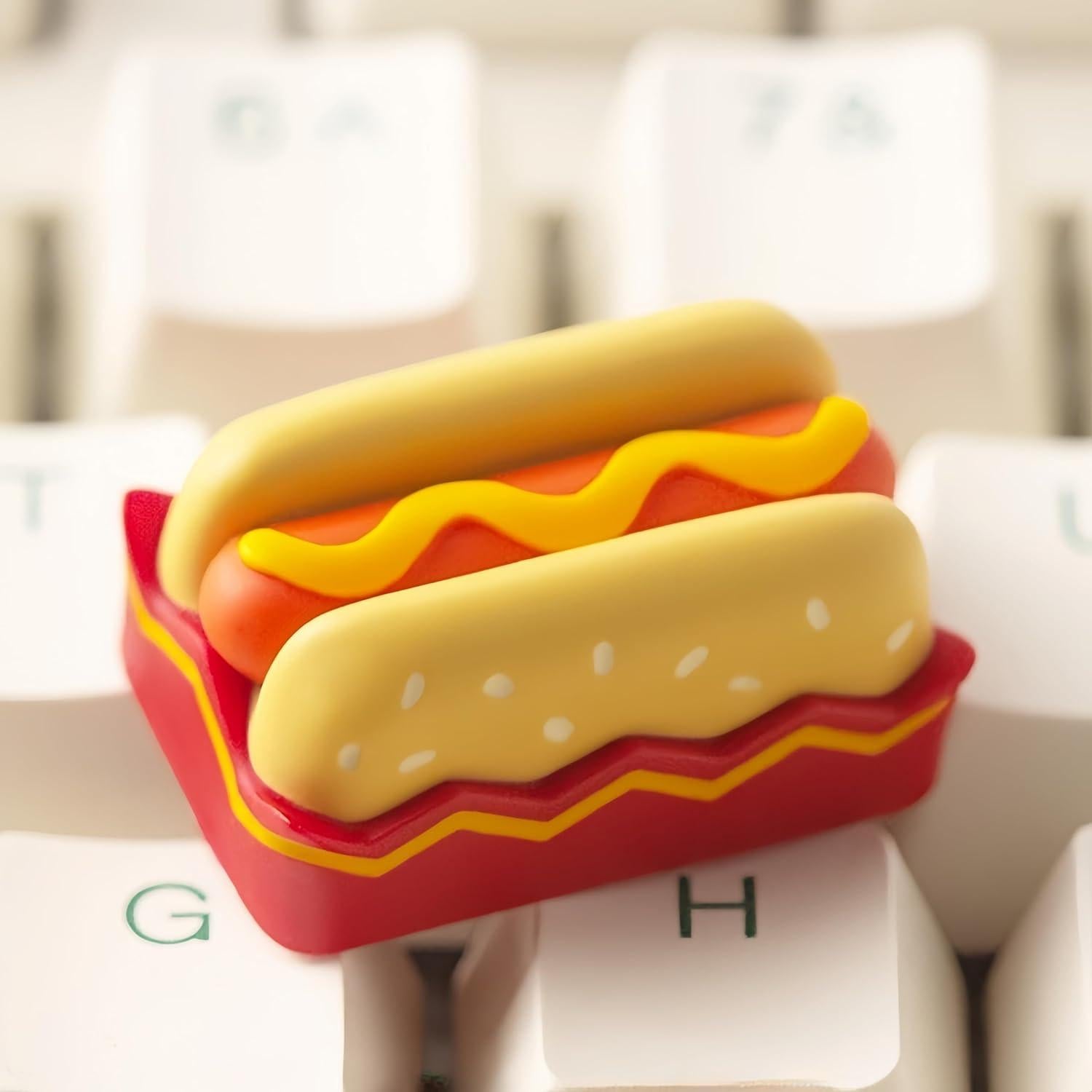 Artisan Keycaps Hot-Dog Shaped 1.5U keycaps Resin Handmade Single Replace Key for Mechanical Keyboard