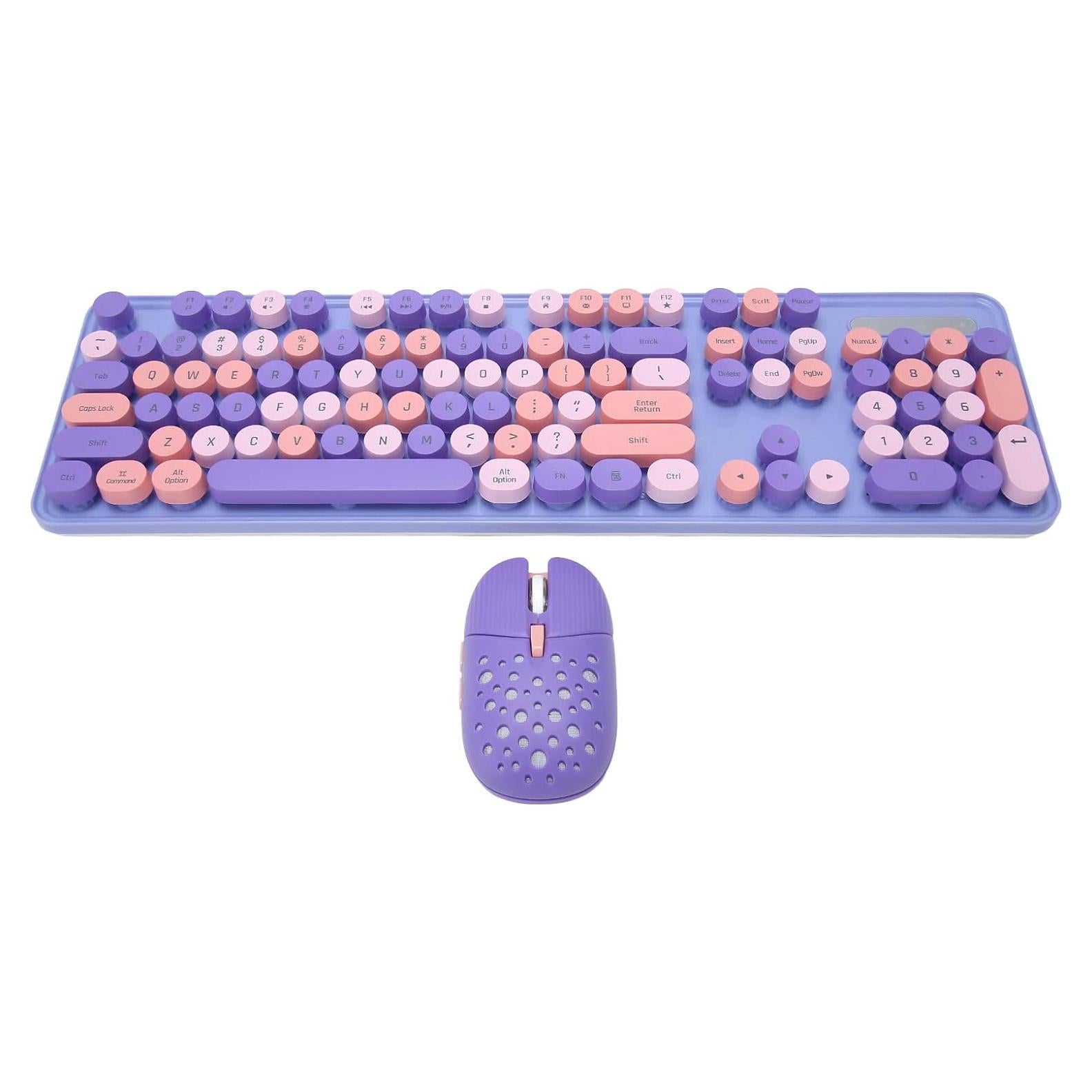 SUNGOOYUE Keyboard and Combo, Keyboard and Combo 2.4G Mode Easy Operate Retro Punk Keyboard with 3 DPI Adjustable Gaming (Mixed Color 1)