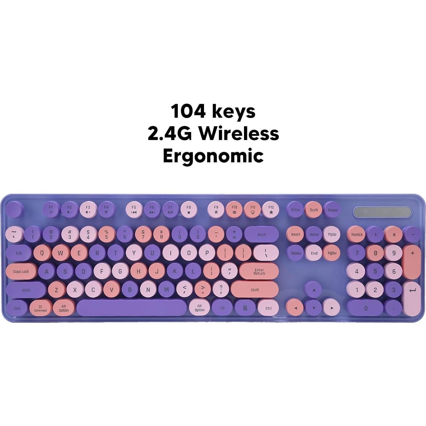 SUNGOOYUE Keyboard and Combo, Keyboard and Combo 2.4G Mode Easy Operate Retro Punk Keyboard with 3 DPI Adjustable Gaming (Mixed Color 1)