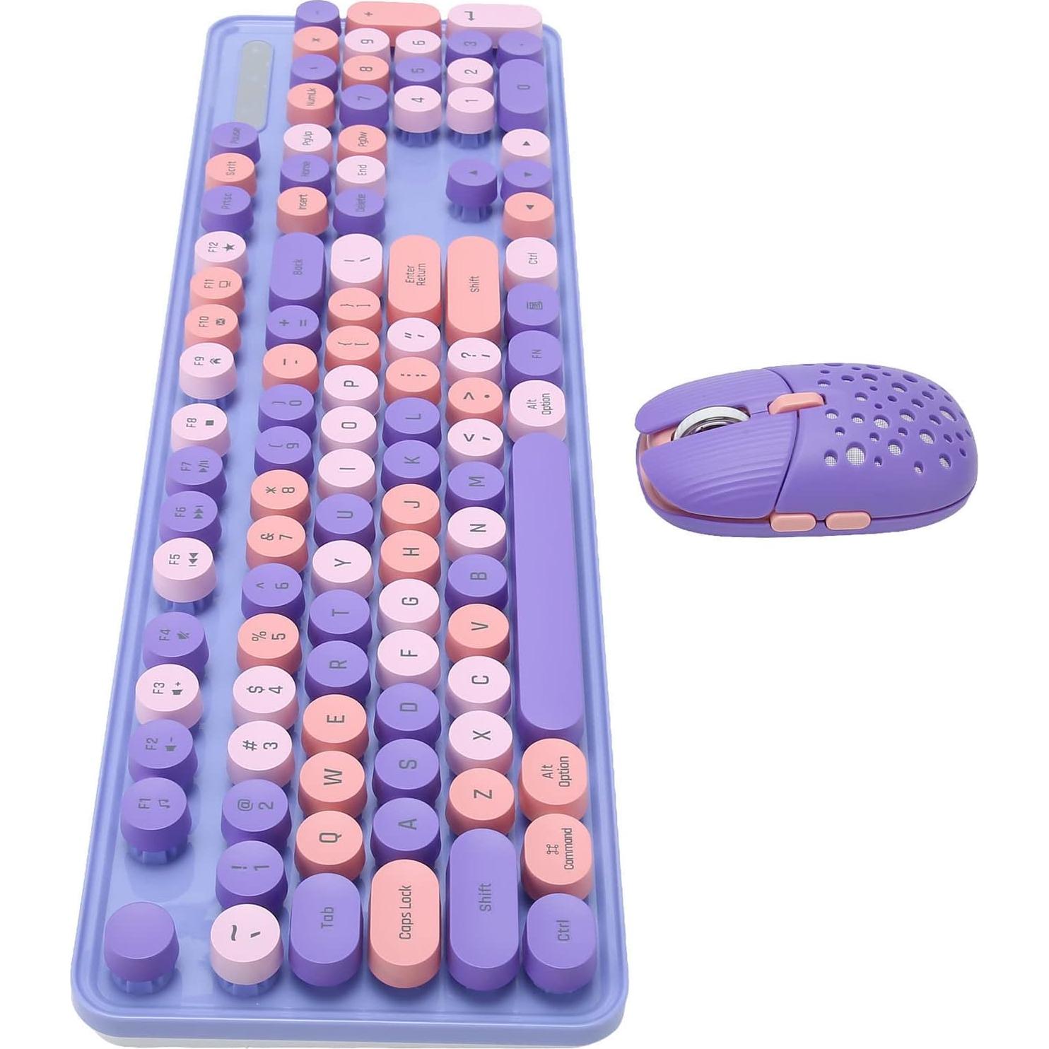 SUNGOOYUE Keyboard and Combo, Keyboard and Combo 2.4G Mode Easy Operate Retro Punk Keyboard with 3 DPI Adjustable Gaming (Mixed Color 1)