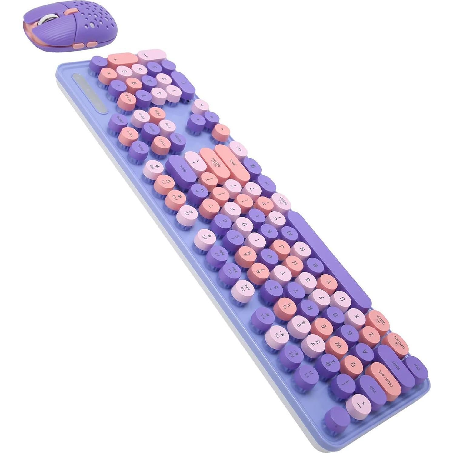 SUNGOOYUE Keyboard and Combo, Keyboard and Combo 2.4G Mode Easy Operate Retro Punk Keyboard with 3 DPI Adjustable Gaming (Mixed Color 1)