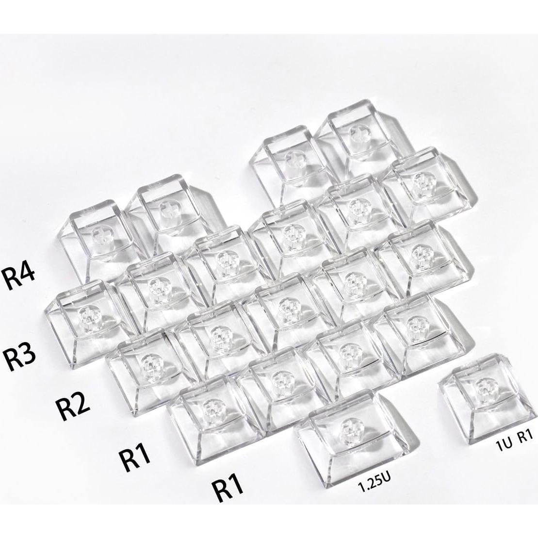 21keys Love Crystal Clear Keycaps, Transparent Custom Cherry Profile Keycap, Heart-Shaped Backlit Keycap Replacement Key for Mx Switches Mechanical Keyboard, DIY Removable Stickers