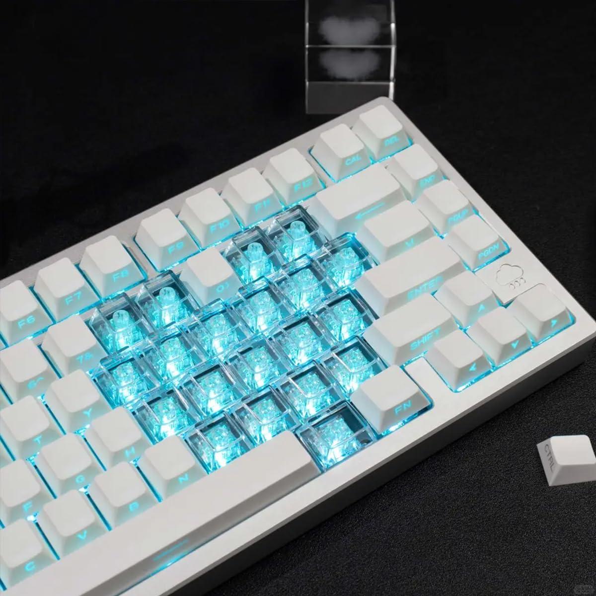 21keys Love Crystal Clear Keycaps, Transparent Custom Cherry Profile Keycap, Heart-Shaped Backlit Keycap Replacement Key for Mx Switches Mechanical Keyboard, DIY Removable Stickers