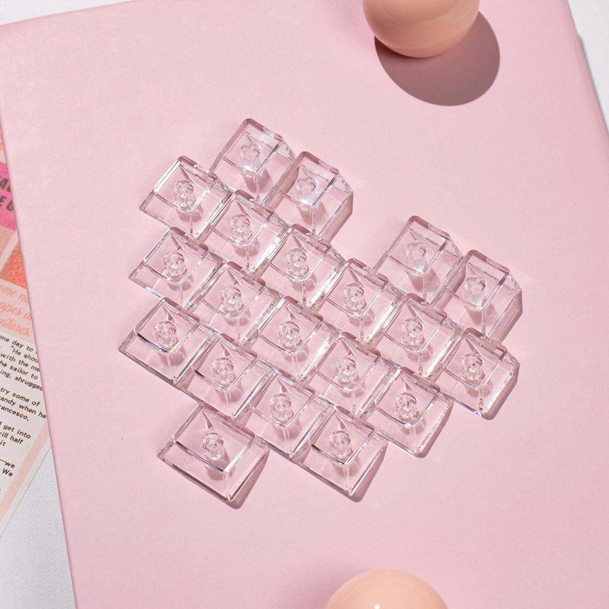 21keys Love Crystal Clear Keycaps, Transparent Custom Cherry Profile Keycap, Heart-Shaped Backlit Keycap Replacement Key for Mx Switches Mechanical Keyboard, DIY Removable Stickers