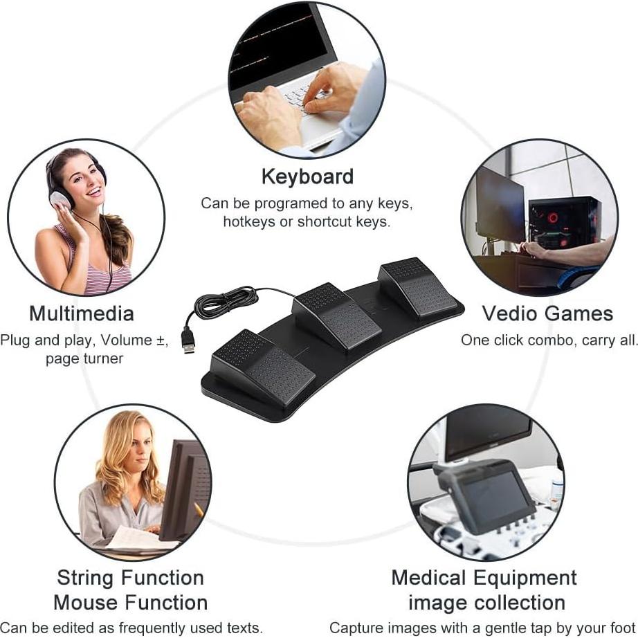 Pedal de Pie USB Triple PCsensor d63e7e9e - 3 Interruptores