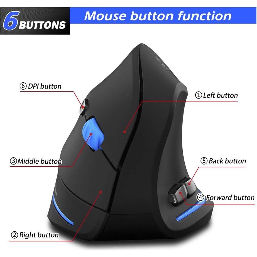 Ratón Inalámbrico Vertical ZLOT 19F35A Ergonómico 6 Botones