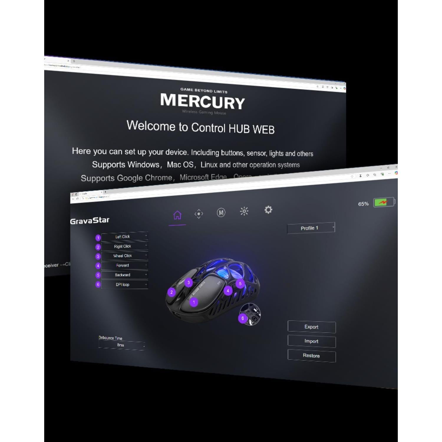 Ratón Gaming Inalámbrico GravaStar Mercury X Pro 32,000 DPI