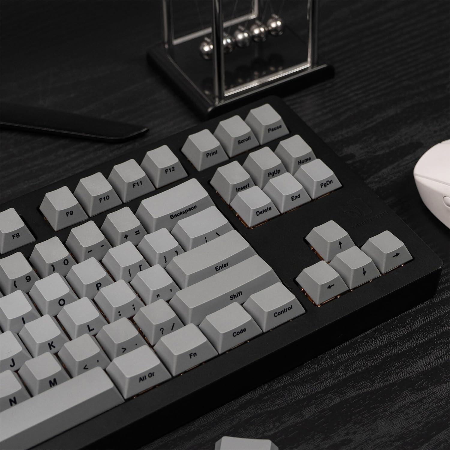 Juego de Teclas Grises PBT Mintcaps 107 Teclas para Mecánicos