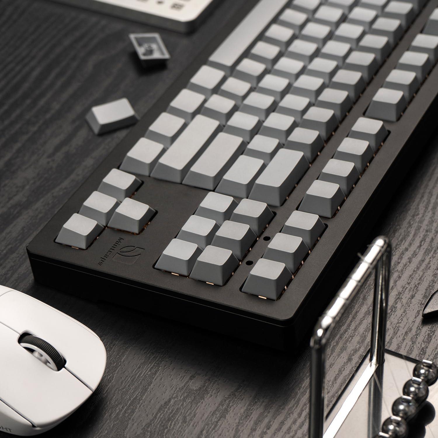 Juego de Teclas Grises PBT Mintcaps 107 Teclas para Mecánicos