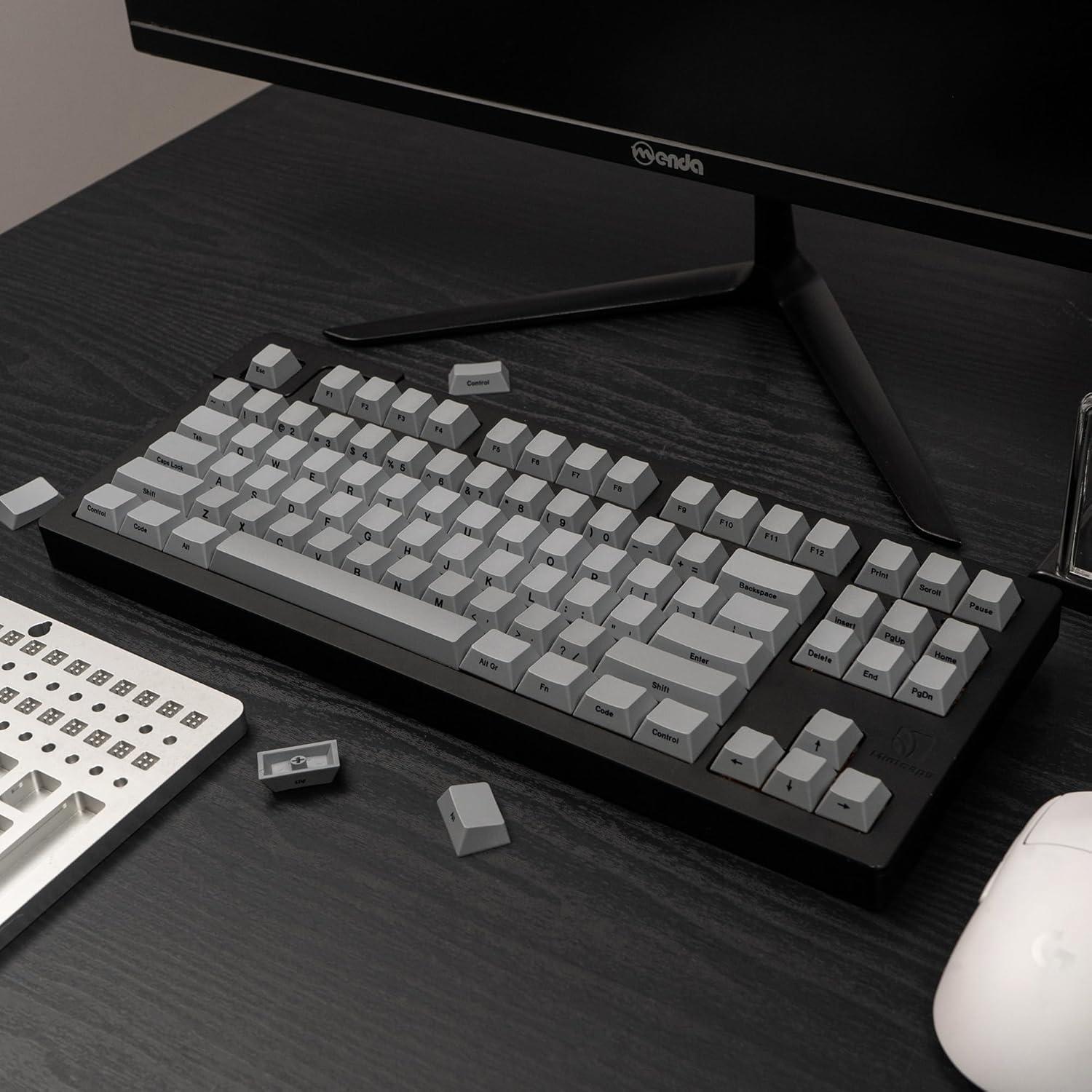 Juego de Teclas Grises PBT Mintcaps 107 Teclas para Mecánicos