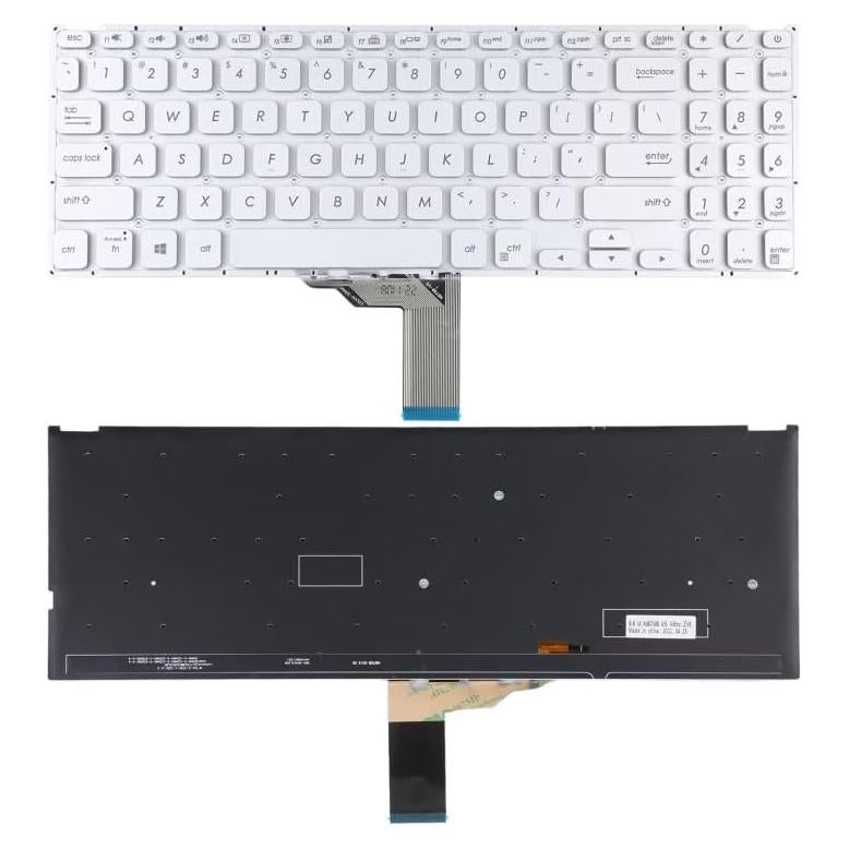 for ASUS Vivobook X512 X512D X512DA X512F X512FA X512U US Version Keyboard with Backlight (Silver)