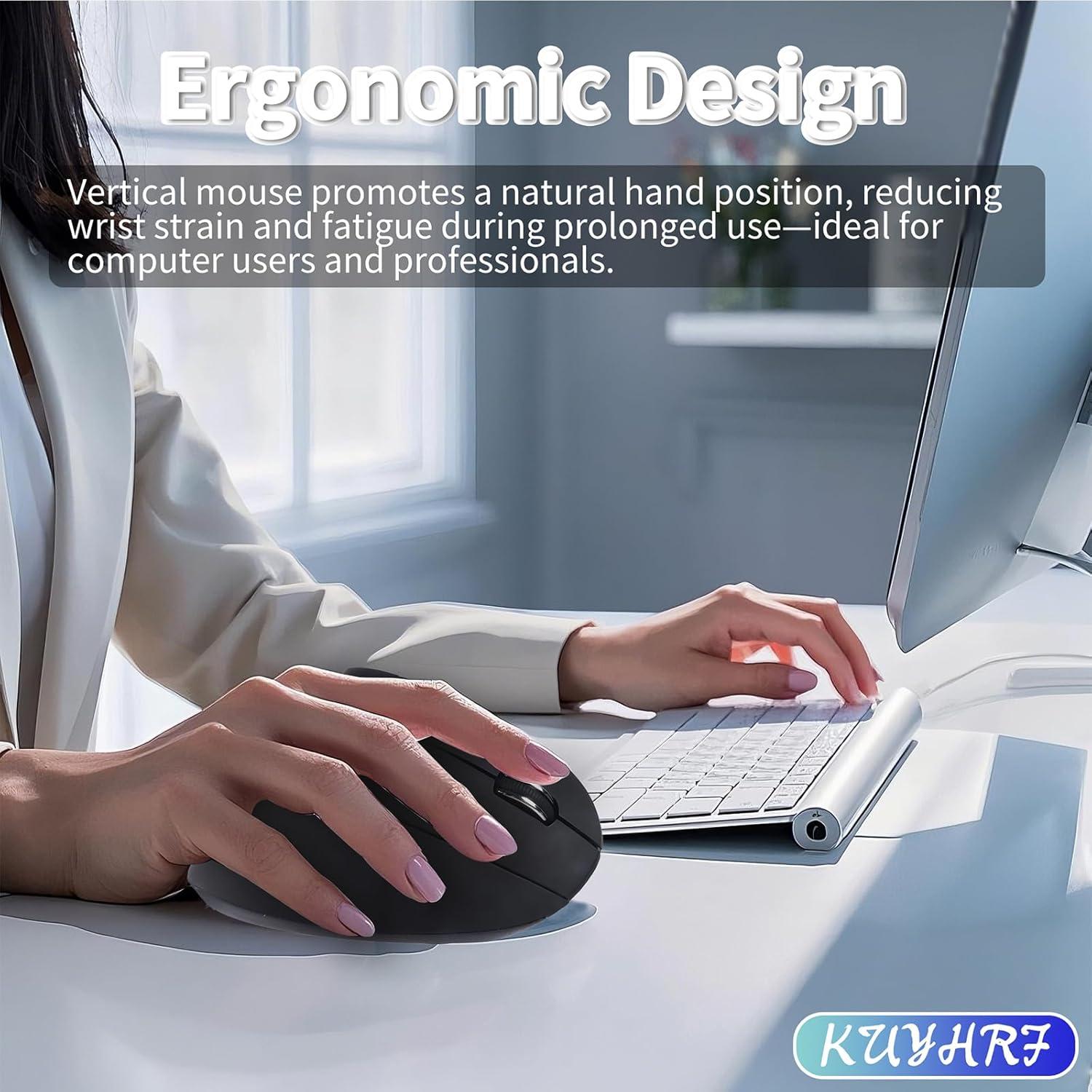 Ratón Vertical Ergonómico Inalámbrico KUYHRF USB C, 138.9g