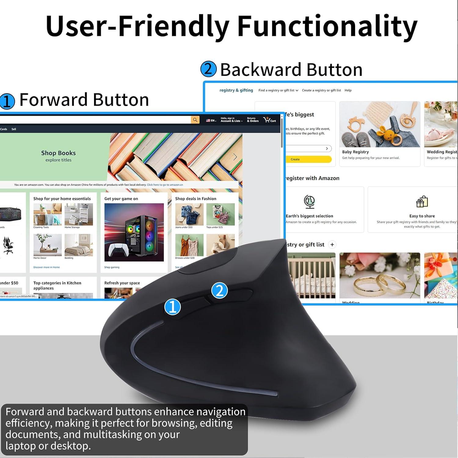 Ratón Vertical Ergonómico Inalámbrico KUYHRF USB C, 138.9g