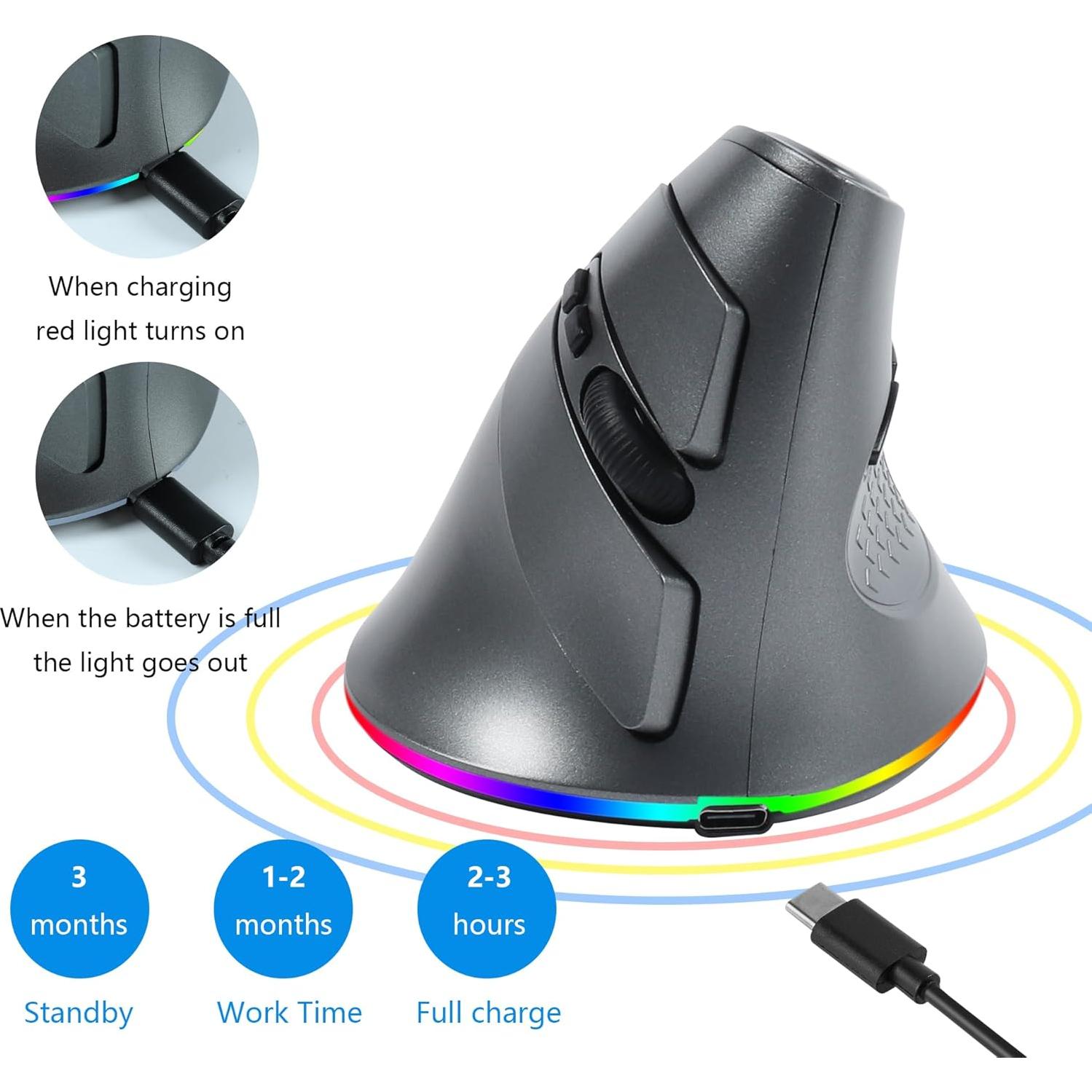 Ratón Inalámbrico Vertical Ergonómico Samudgate RGB 4 DPI