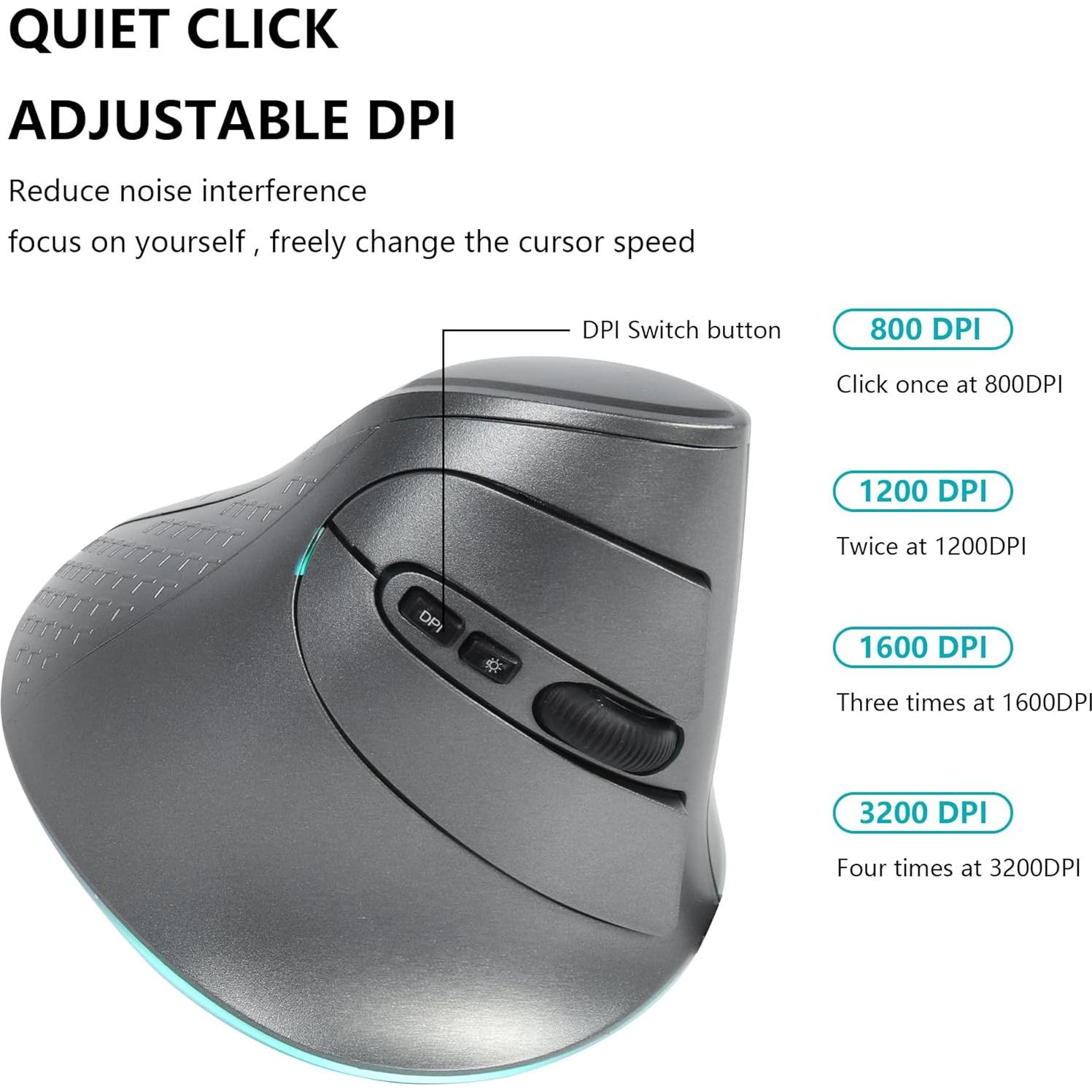 Ratón Inalámbrico Vertical Ergonómico Samudgate RGB 4 DPI