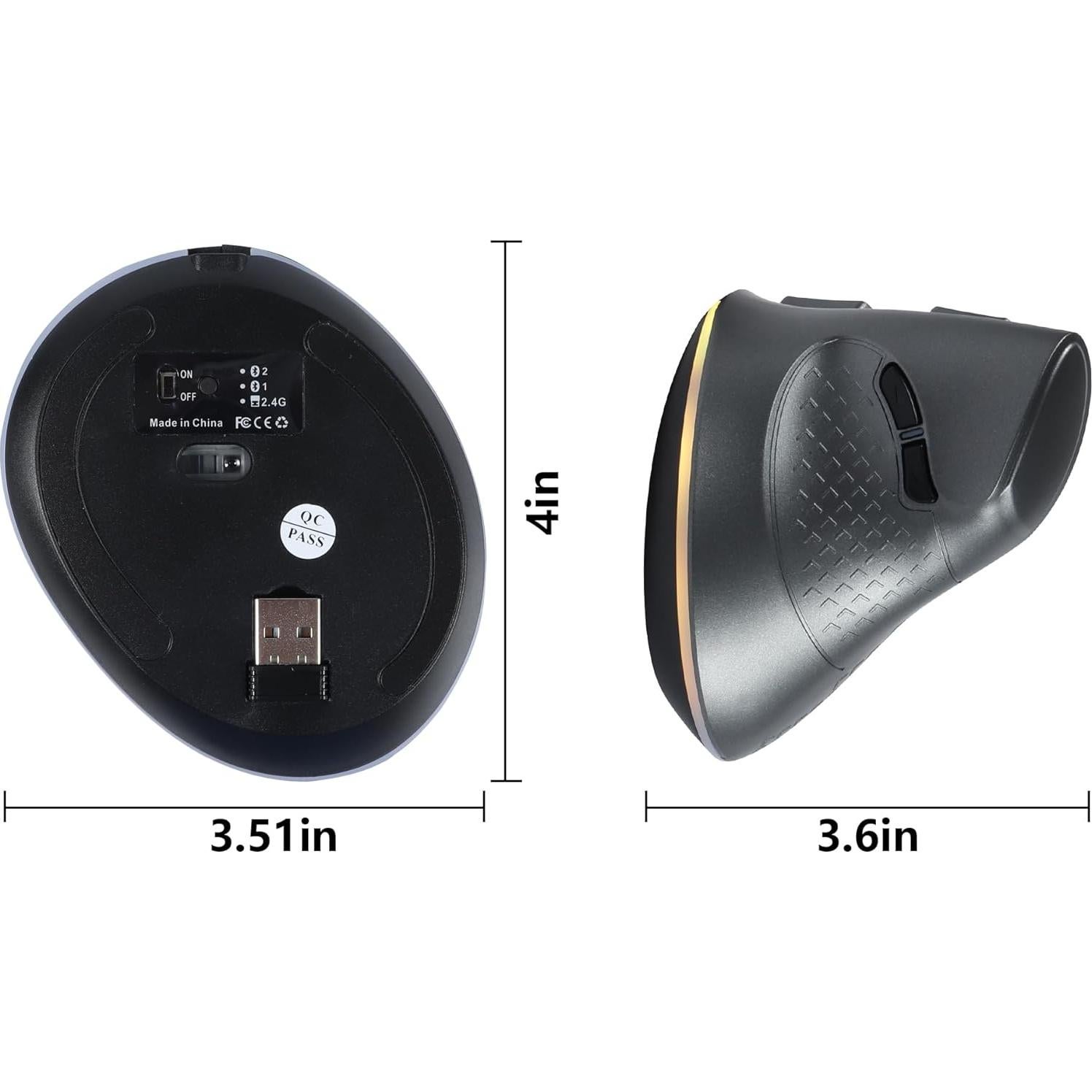 Ratón Inalámbrico Vertical Ergonómico Samudgate RGB 4 DPI