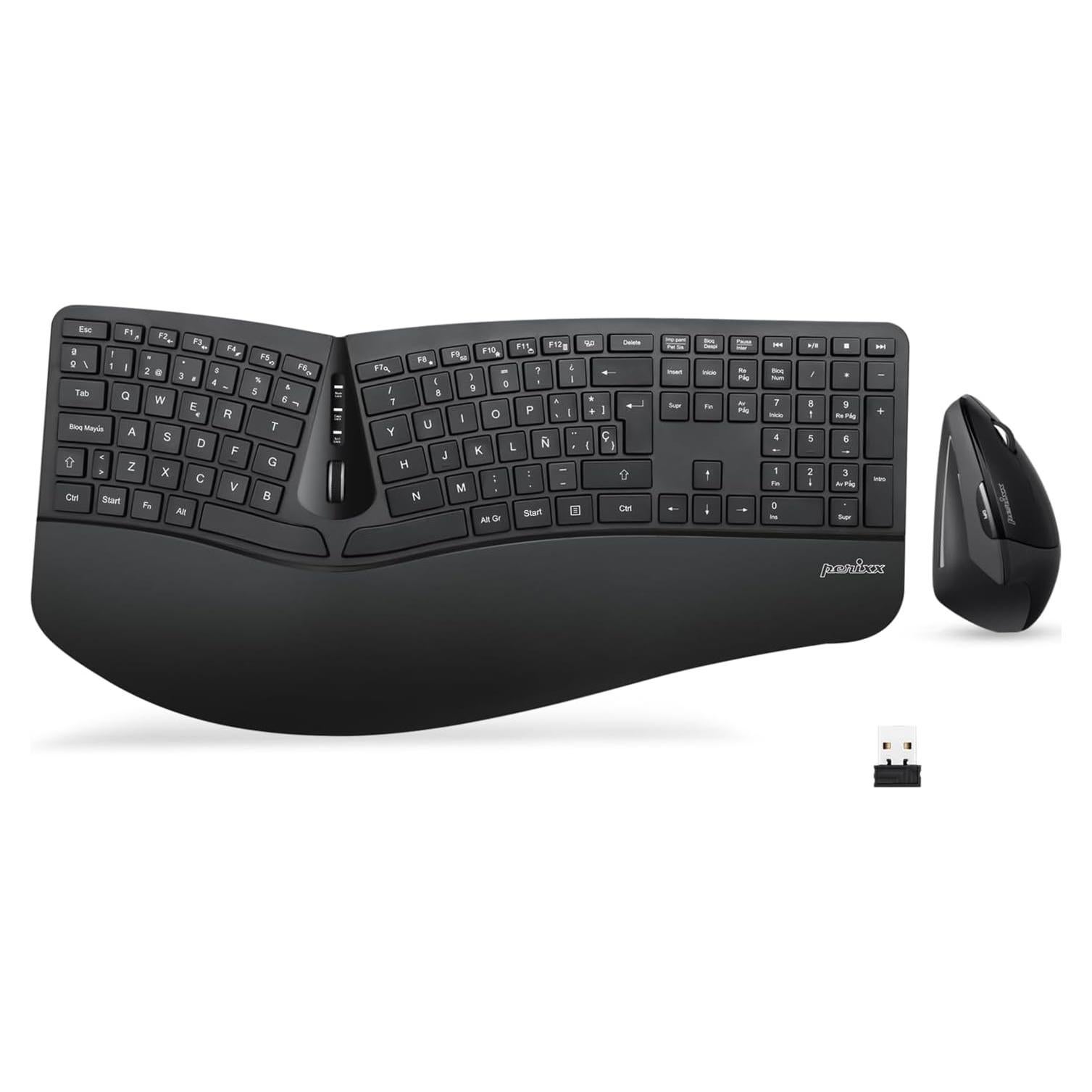 Teclado Ergonómico Inalámbrico Perixx PERIDUO-605 y Ratón Vertical