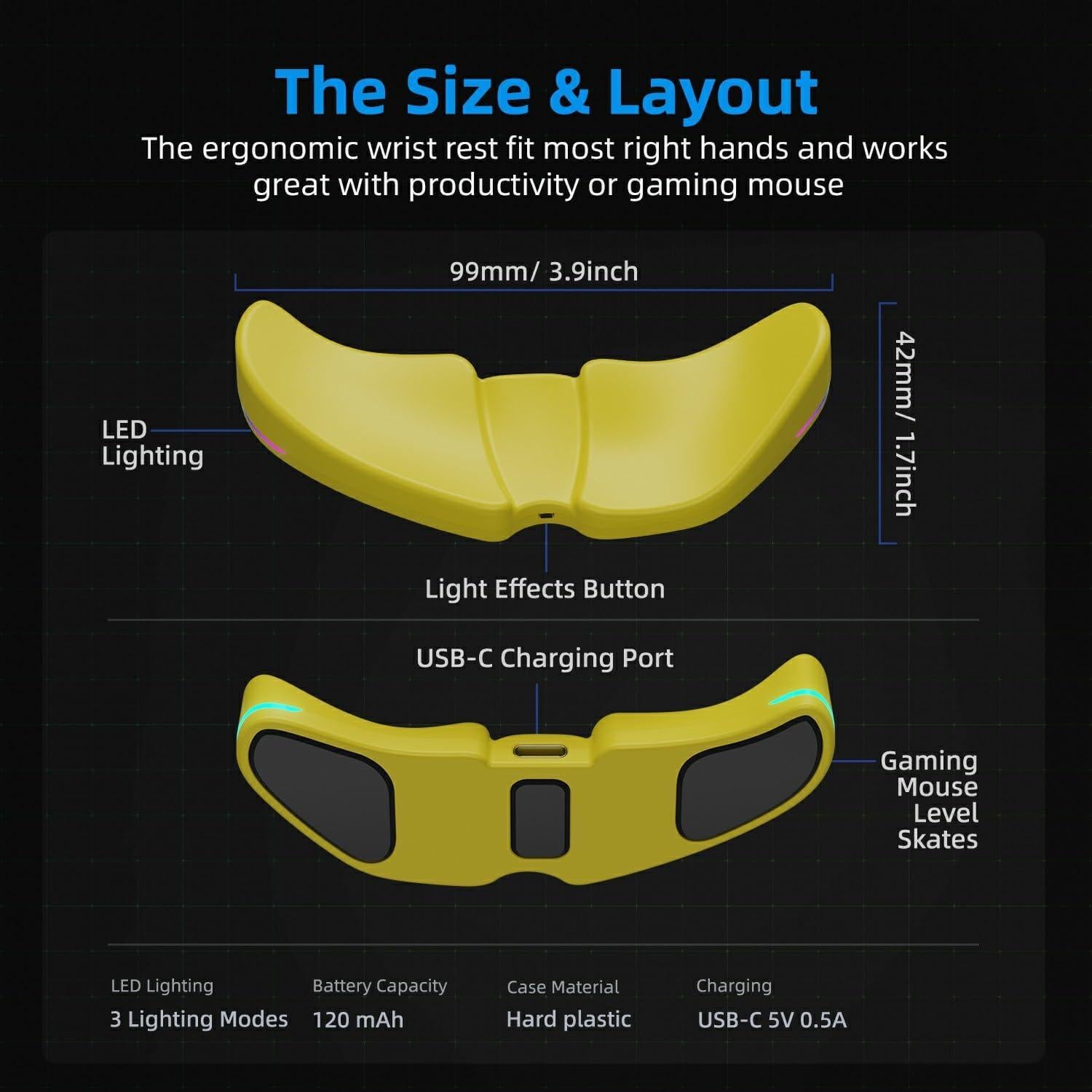 Reposapulgares Ergonómico IFYOO HornsX1 RGB Amarillo2