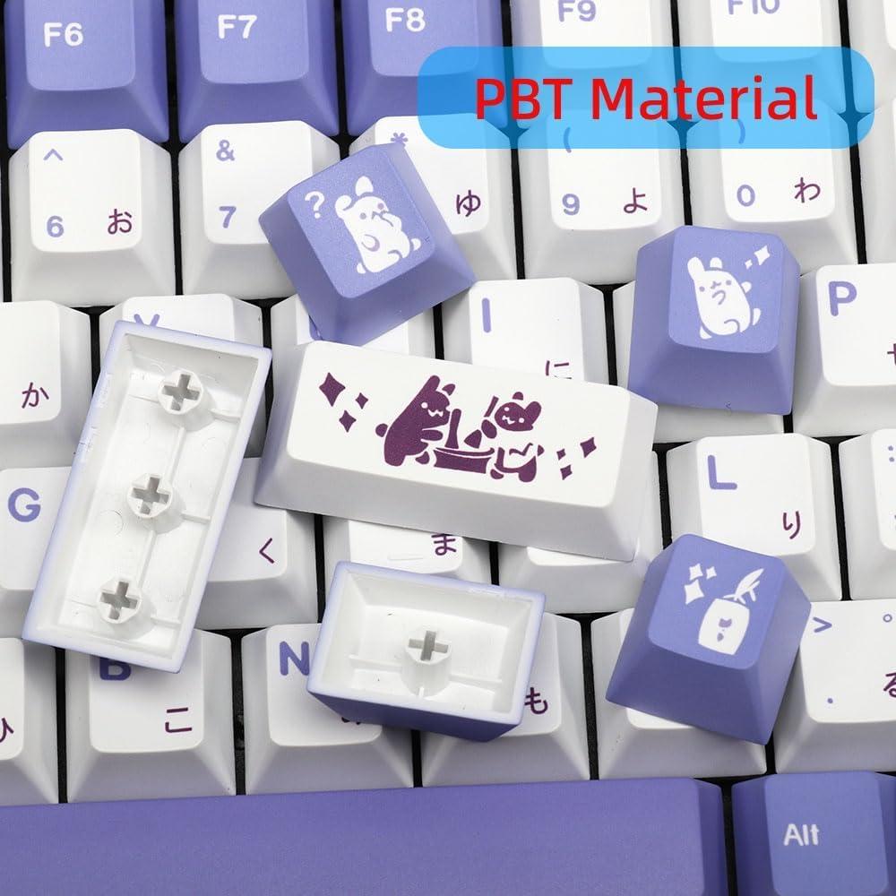 Juego de Teclas PBT BGKYPRO Rabbit 135 Teclas Morado Blanco