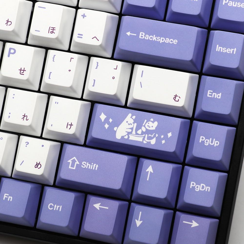 Juego de Teclas PBT BGKYPRO Rabbit 135 Teclas Morado Blanco