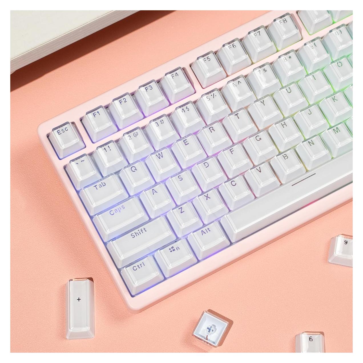 Capsulas de Teclado Mecánico Cristalinas Blancas OEM - 104 Teclas