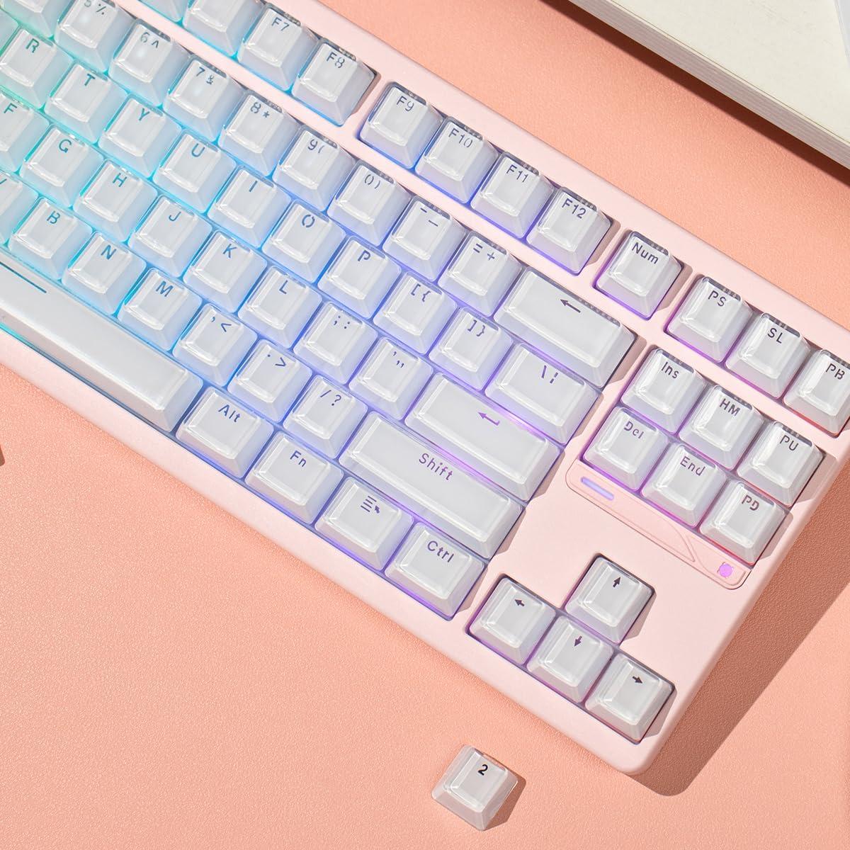 Capsulas de Teclado Mecánico Cristalinas Blancas OEM - 104 Teclas