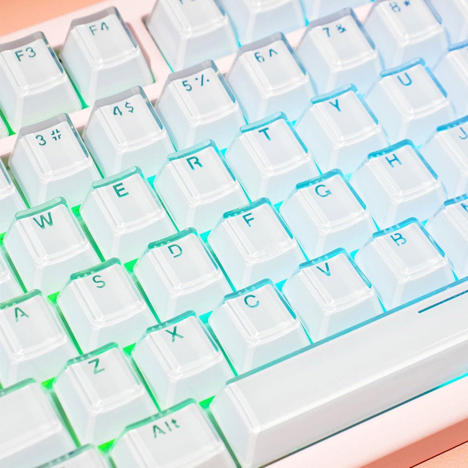 Capsulas de Teclado Mecánico Cristalinas Blancas OEM - 104 Teclas