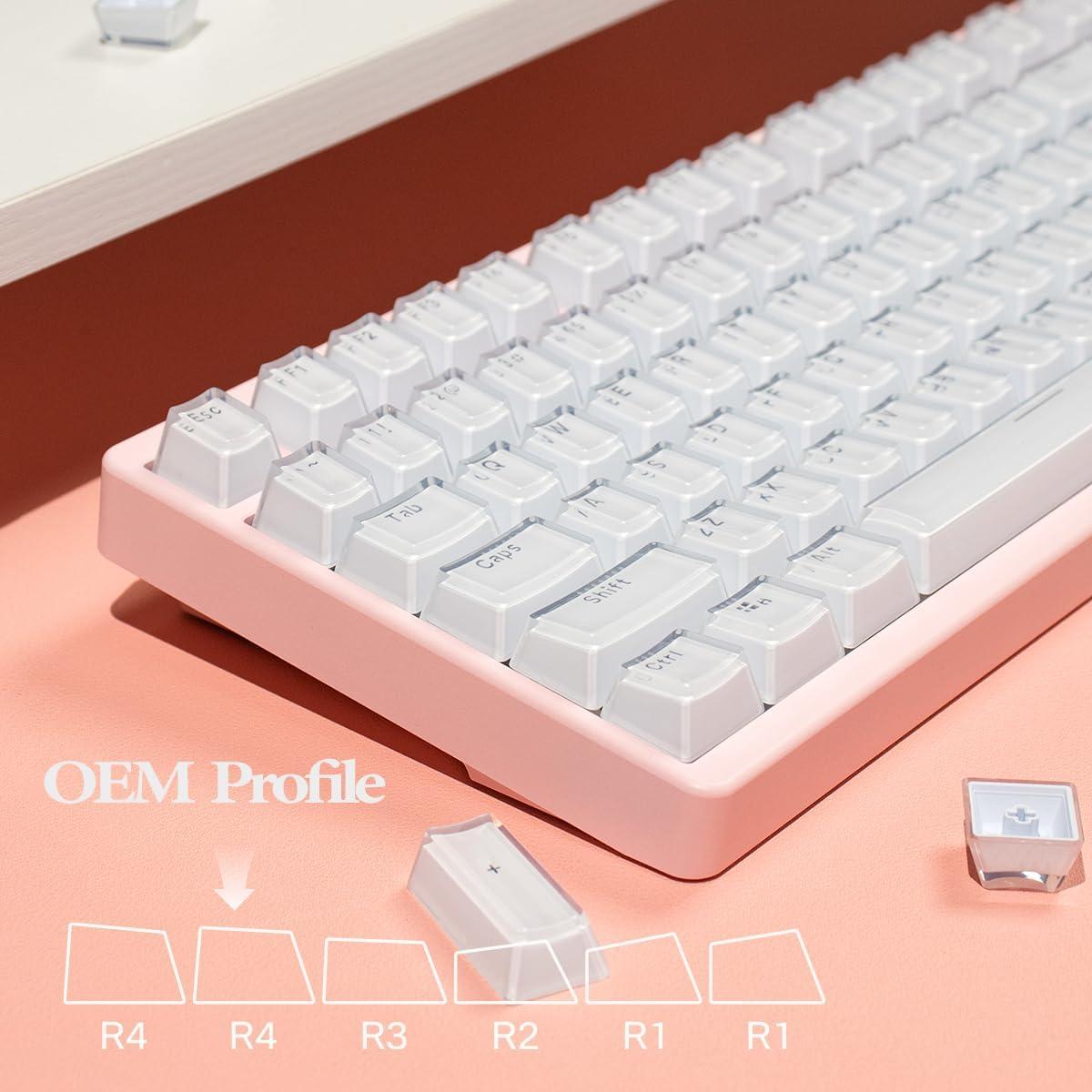 Capsulas de Teclado Mecánico Cristalinas Blancas OEM - 104 Teclas