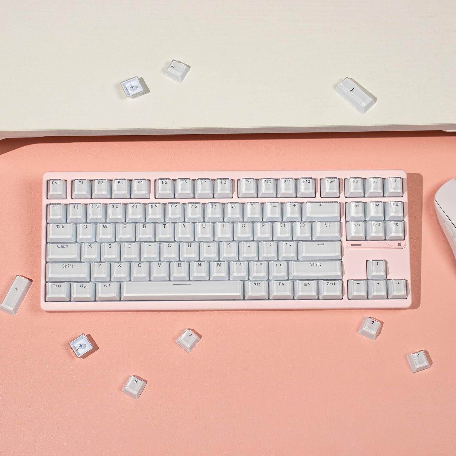 Capsulas de Teclado Mecánico Cristalinas Blancas OEM - 104 Teclas