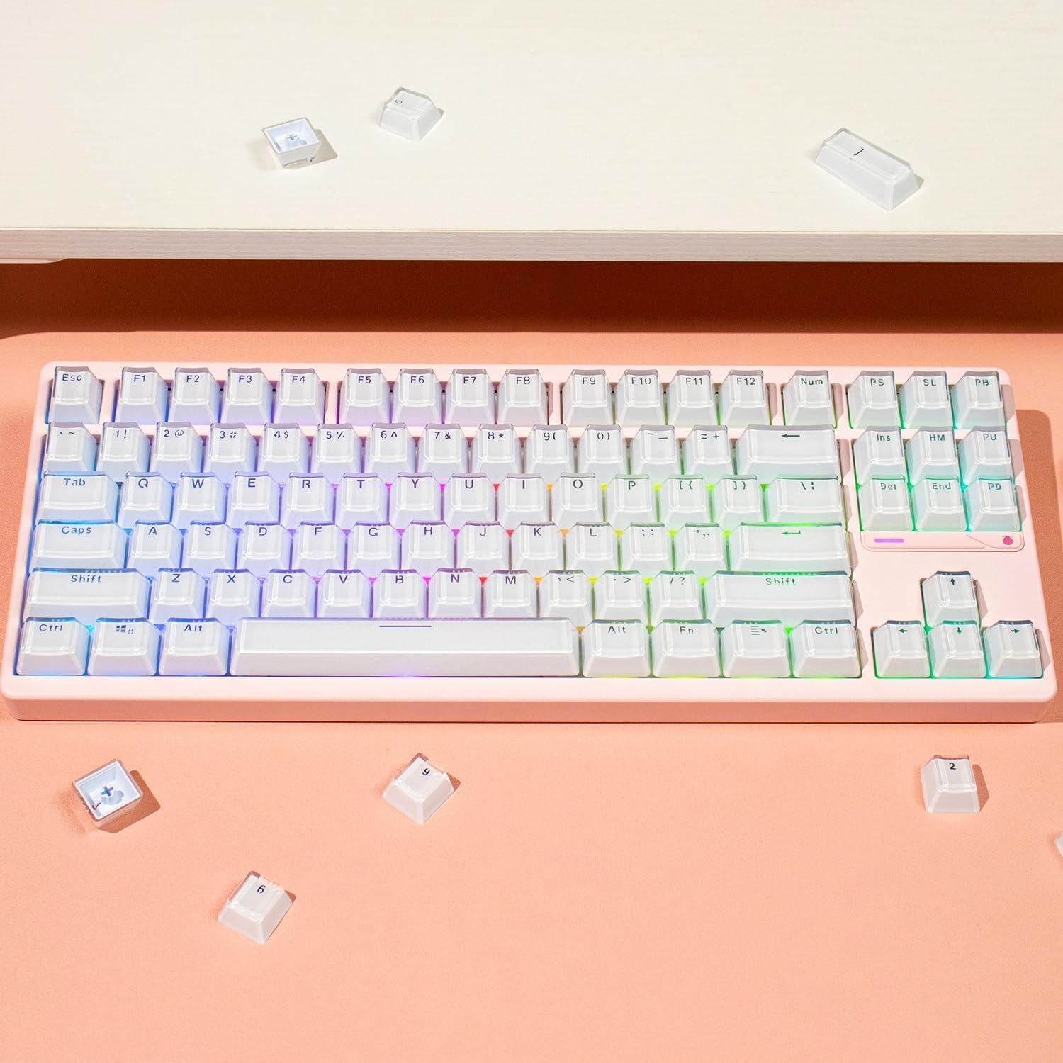 Capsulas de Teclado Mecánico Cristalinas Blancas OEM - 104 Teclas