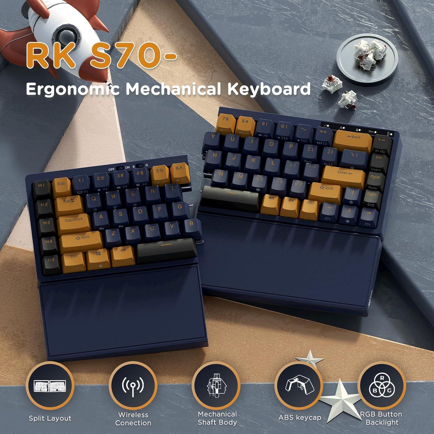 Combo Teclado Ergonómico Dividido RK S70 + Ratón Inalámbrico M3