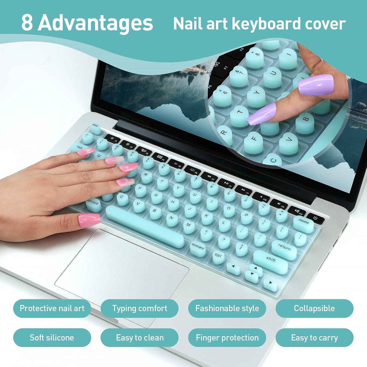 Cubierta de Teclado Silicona TS-MAYKA para Uñas Largas Azul