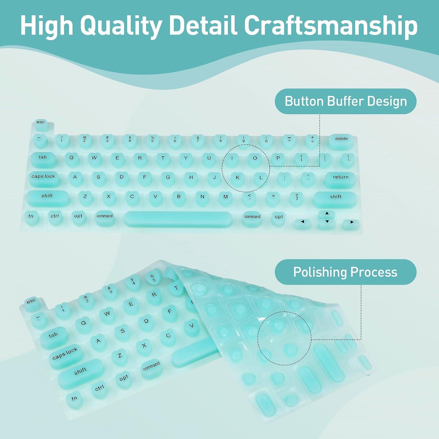 Cubierta de Teclado Silicona TS-MAYKA para Uñas Largas Azul