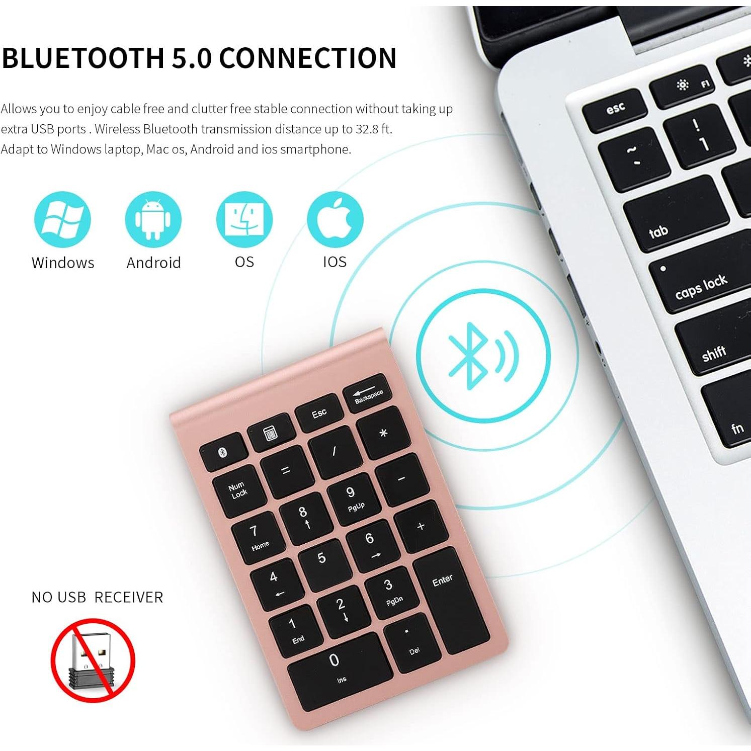Teclado Numérico Bluetooth Gugxiom 22 Teclas Dorado