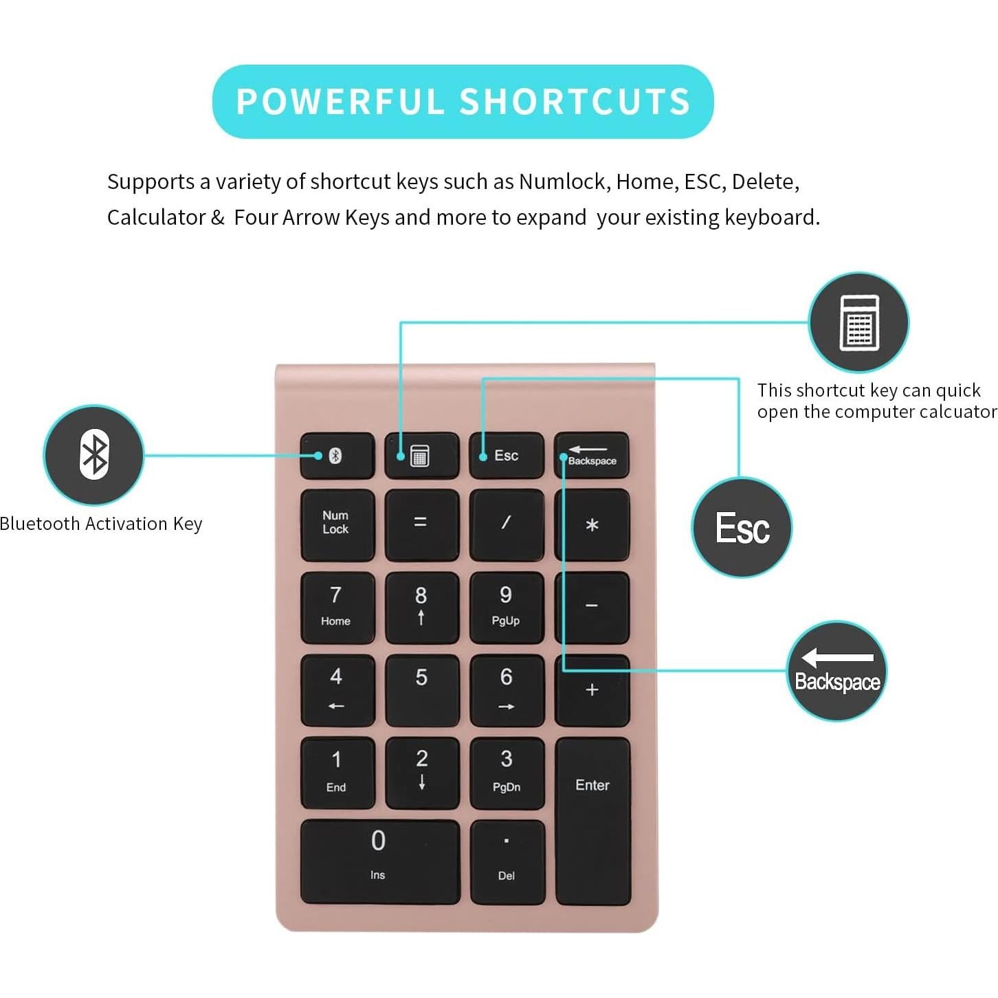 Teclado Numérico Bluetooth Gugxiom 22 Teclas Dorado