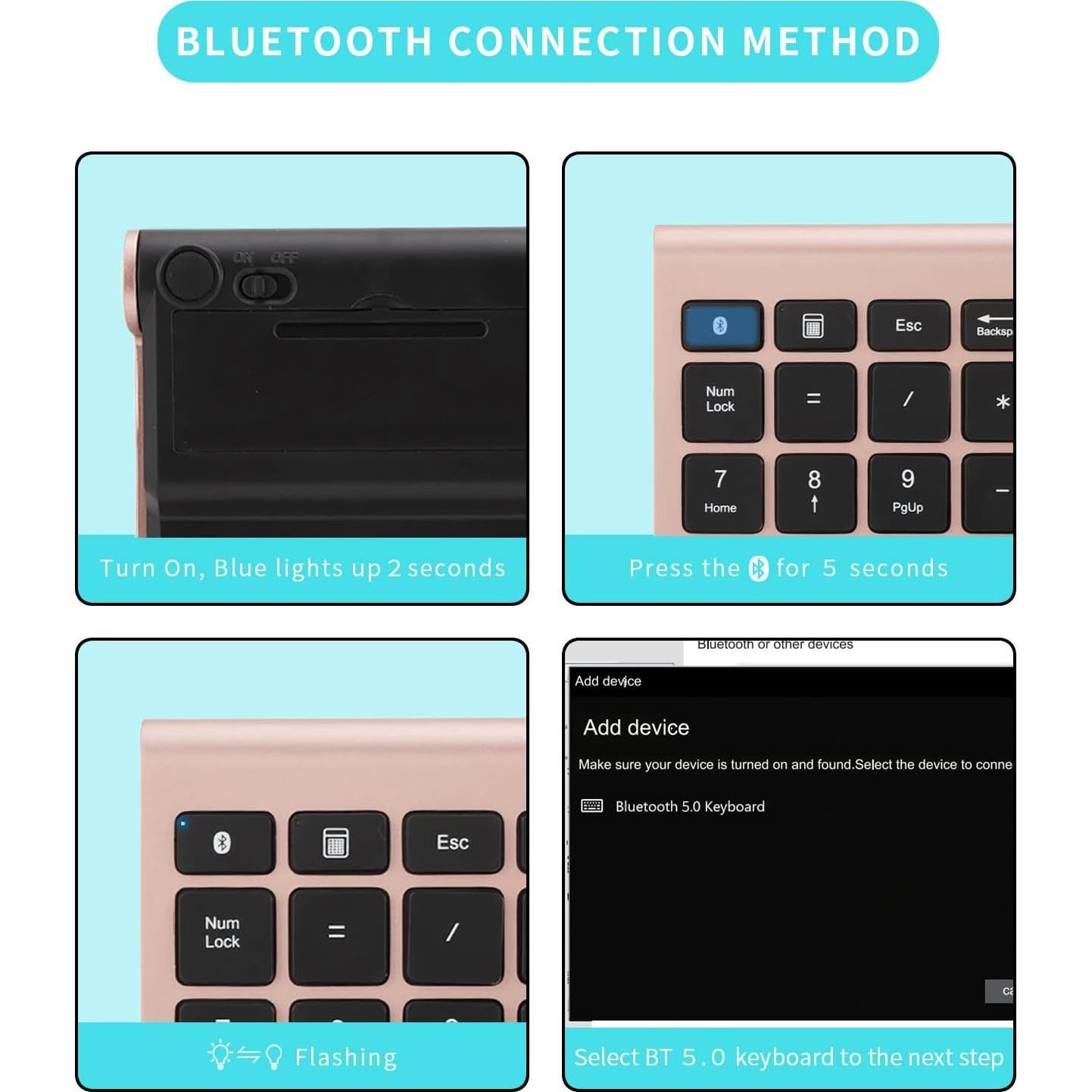 Teclado Numérico Bluetooth Gugxiom 22 Teclas Dorado