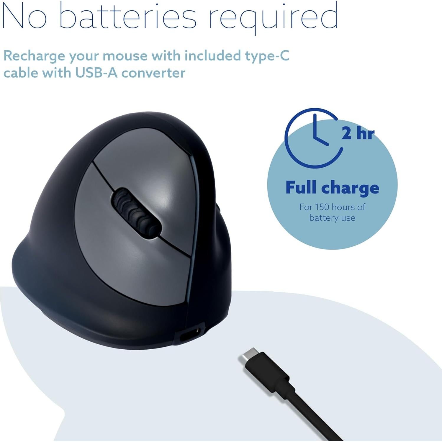 R-Go Ratón Ergonómico Vertical Inalámbrico Bluetooth 5.0 Negro