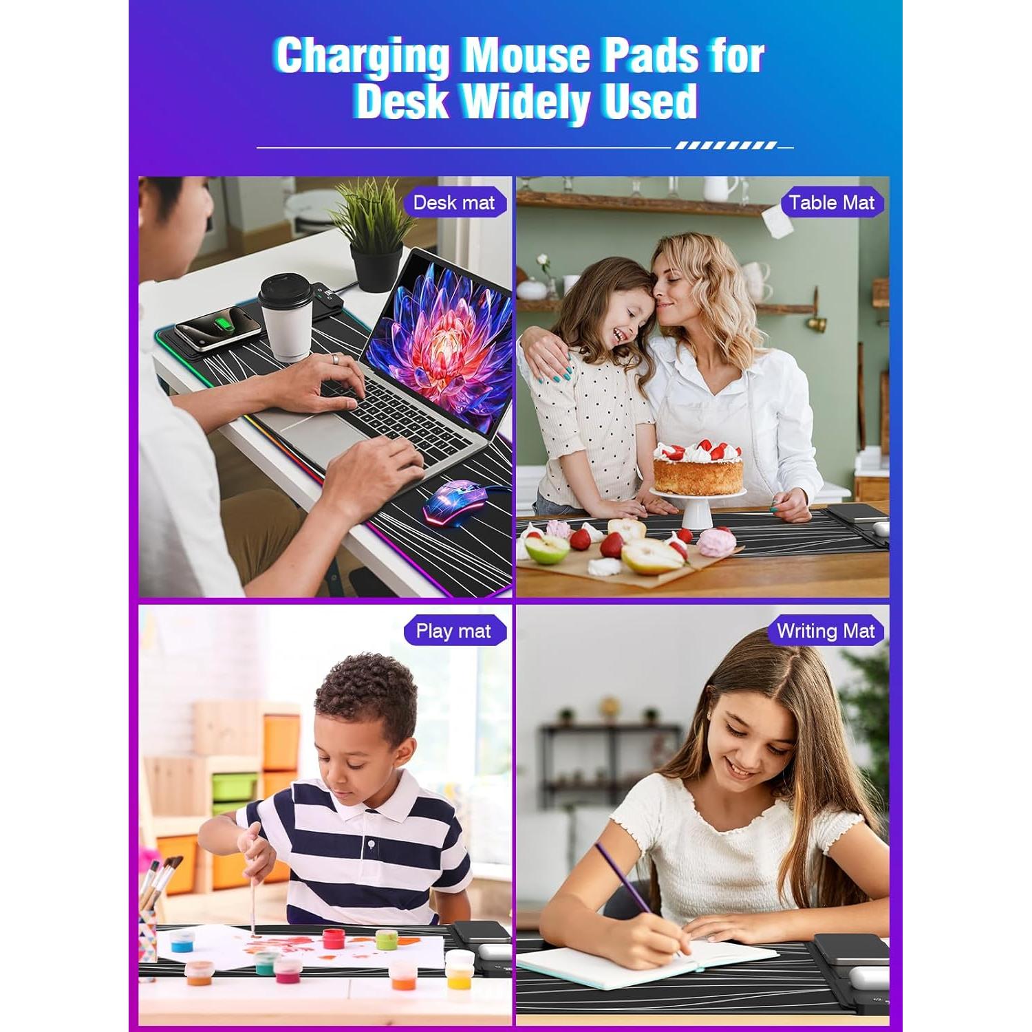 Alfombrilla de Ratón XXL Miroddi con Carga Rápida 15W RGB