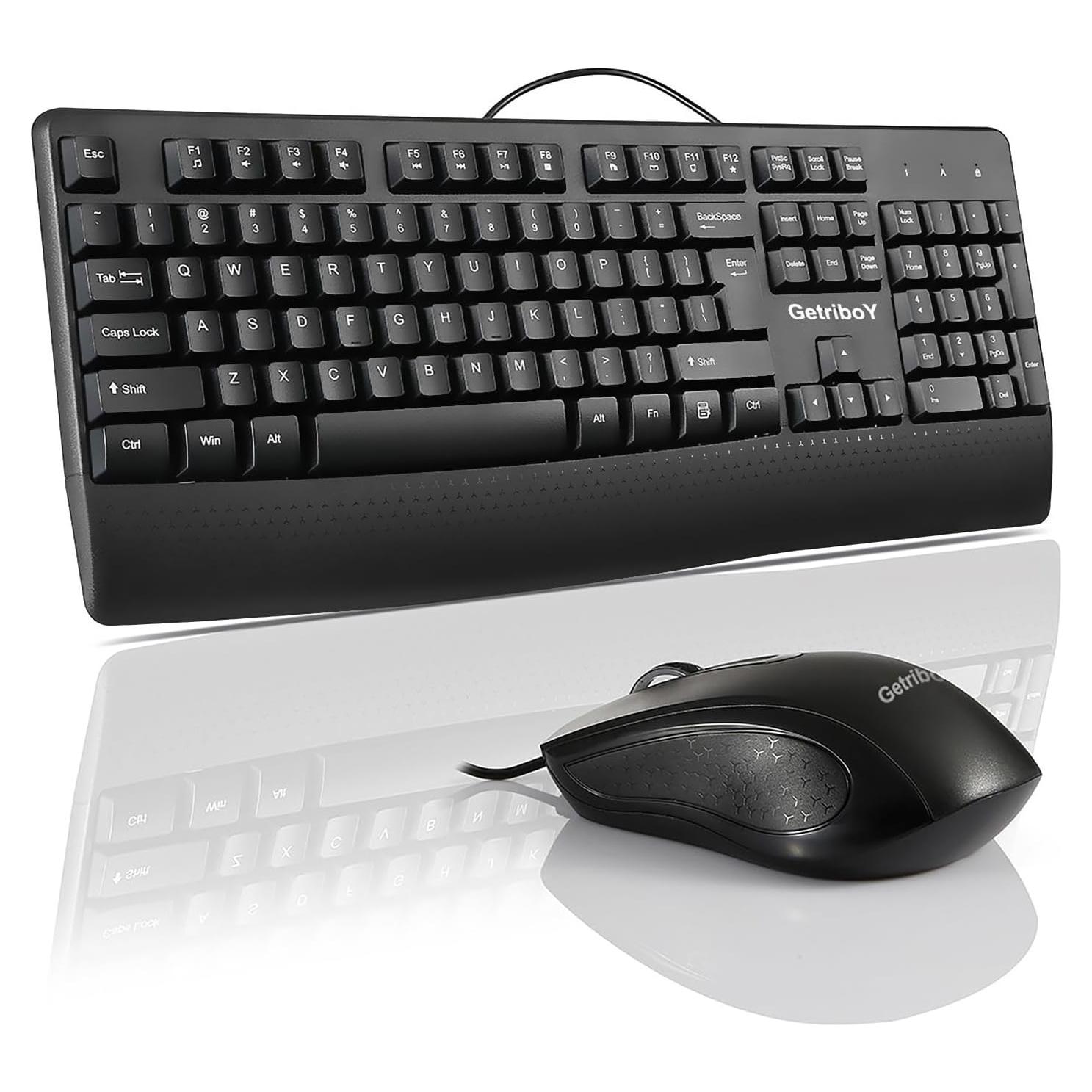 Combo Teclado Ergonómico y Ratón HOU JI USB Con Cable 104 Teclas