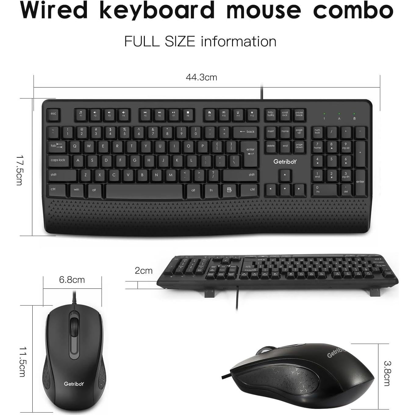 Combo Teclado Ergonómico y Ratón HOU JI USB Con Cable 104 Teclas