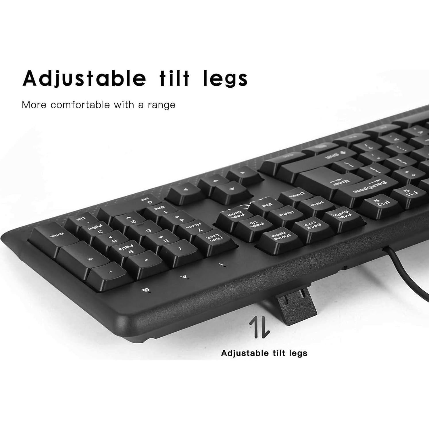 Combo Teclado Ergonómico y Ratón HOU JI USB Con Cable 104 Teclas