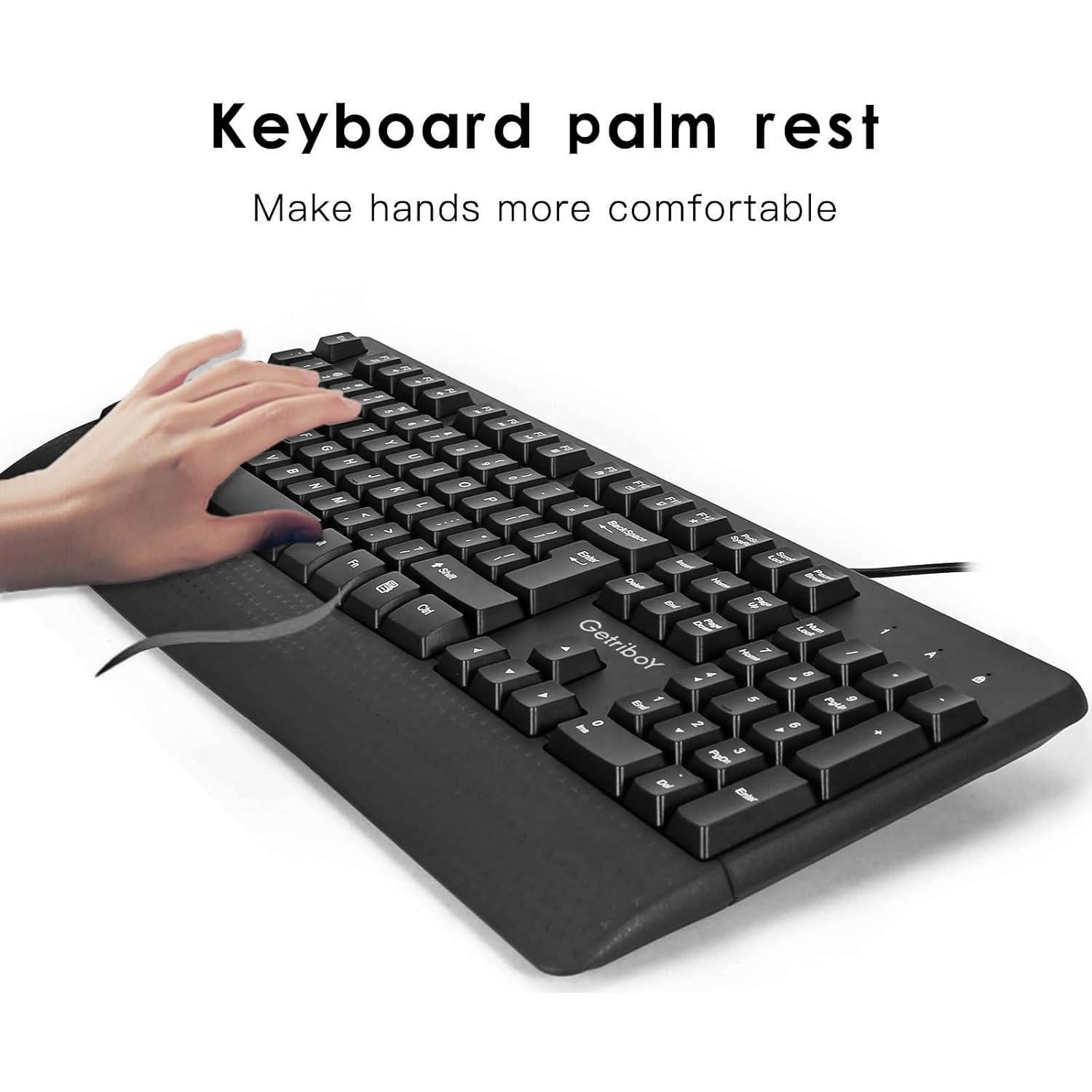 Combo Teclado Ergonómico y Ratón HOU JI USB Con Cable 104 Teclas