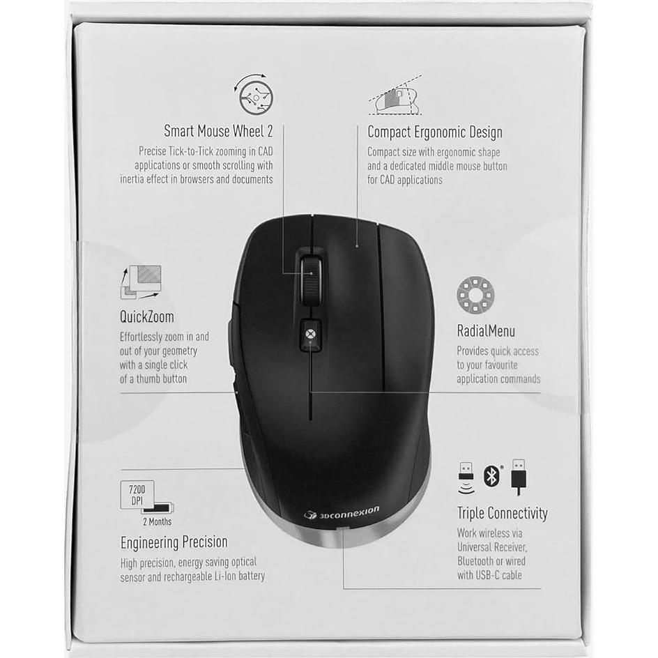 Mouse Inalámbrico Óptico 3Dconnexion CadMouse 7200 dpi