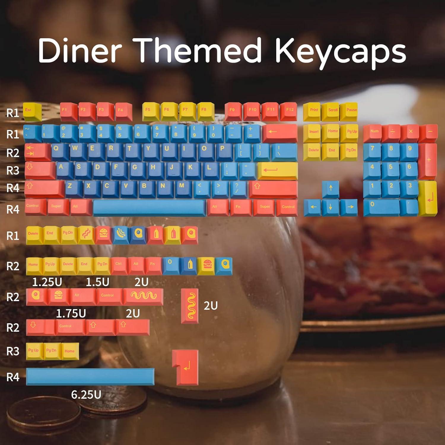 Juego de Teclas PBT Cherry COTAIWA Diner Multicolor 104 Teclas